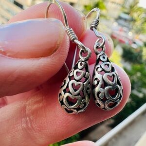 Sterling Silver Heart Dangle Earrings
